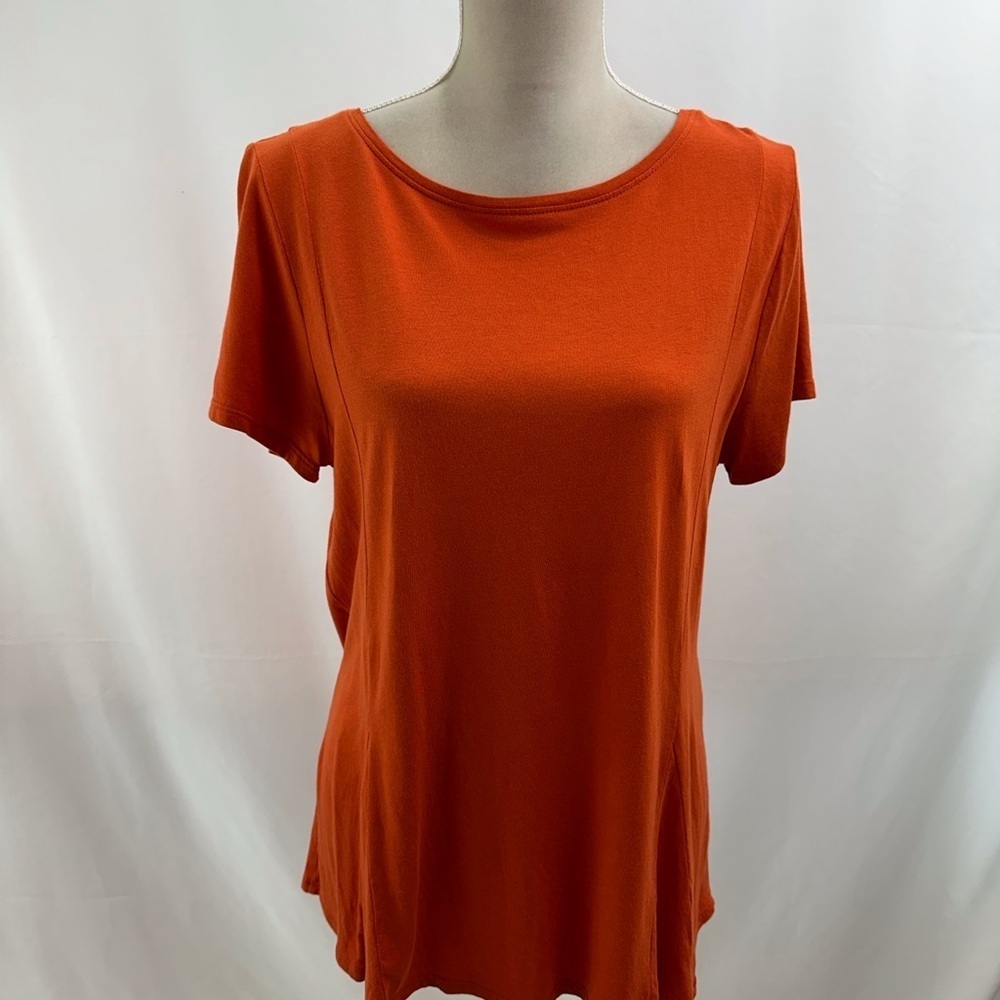 J. Jill Orange Short Sleeve Tunic Top Large Cotton - Picture 3 of 8